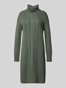 Sukienka z dzianiny o kroju regular fit z golfem Tom Tailor oliwkowa EAN STK Kleid Rollne
