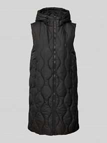 Kamizelka pikowana z kapturem Tom Tailor Denim czarna damska EAN Long quilted ves