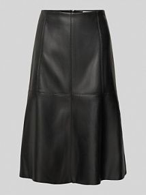 Spódnica rozkloszowana z imitacji skóry z podszewką z twillu s.Oliver BLACK LABEL czarna EAN 2156109