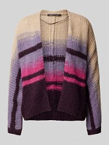 Kardigan z prążkowanymi wykończeniami LUISA CERANO czerwony EAN STR CARD STRIPE