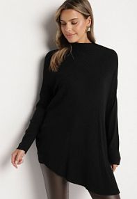 Czarny golf z Wiskozą o Asymetrycznym Kroju i Nietoperzowych Rękawach Reandriael m&d fashion damski