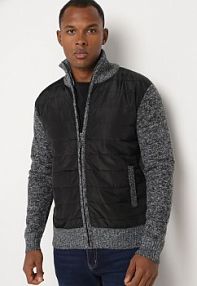 Jasnoszara kurtka Sweter z Pikowaniem i Kieszeniami Marettia Born2Be damska