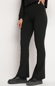 Czarne spodnie Dzwony Push Up z Gumką w Talii Tovtia Born2Be damskie