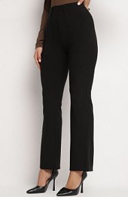 Czarne Bawełniane spodnie o Kroju Dzwonów z Wysokim Stanem Ozdobione Przeszyciami Soriane Born2Be damskie