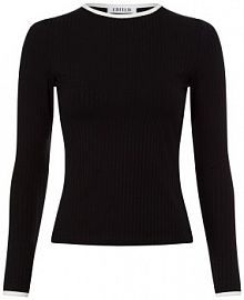 Koszulka z długim rękawem Kobiety wiskoza czarny jednolity 36 EDITED damski