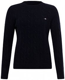 Sweter z dzianiny z wełny jagnięcej Kobiety Wełna niebieski jednolity L Gant damski