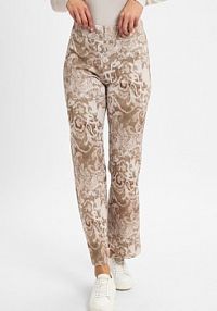 Spodnie materiałowe  Alisa Kobiety Sztuczne włókno beżowe wzorzysty 4432 Rosner damskie
