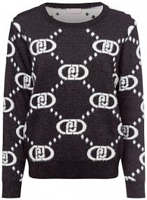 Sweter  z dzianiny Kobiety czarny/biały wzorzysty L Liu Jo Collection damski