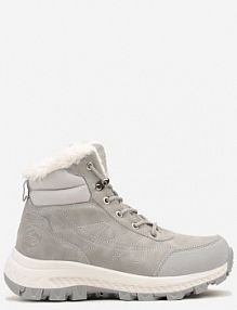 Jasnoszare Traperki na Tłoczonej Platformie ze Sznurowaniem Zinlatta Renee damskie