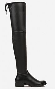 Czarne kozaki na Płaskiej Podeszwie Oficerki za Kolano z Ociepleniem Ozdobione Wiązaniem Deoirae Renee damskie