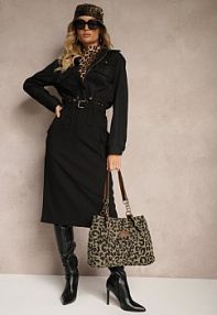 Czarna spódnica z Wiskozą Ozdobione Kieszeniami Cargo i Materiałowym Paskiem Labinia studio eleven