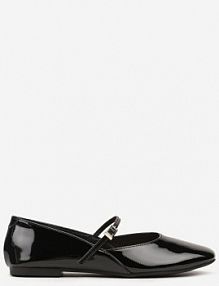 Czarne Balerinki Mary Jane na Płaskiej Podeszwie z Paskami na Sprzączki Zinitia Renee