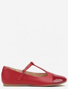 Bordowe Balerinki na Płaskiej Podeszwie z Lakierowanym Noskiem i Sprzączką Lerirra Renee