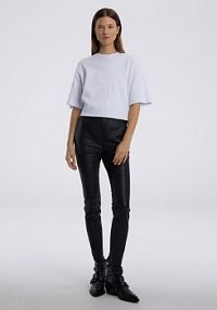 Skórzane spodnie z suwakami Reserved czarna 162DP-99X