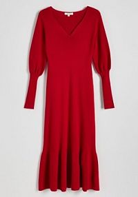 Dzianinowa sukienka z falbaną Reserved czerwona 270DH-33X
