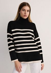 Sweter z golfem Reserved czarny damski 428BX-99X