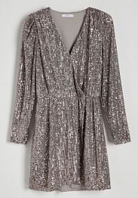 Sukienka z cekinami Reserved szara 7260Z-09X