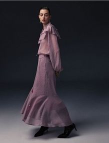 Spódnica z metaliczną nicią Reserved różowa YT370-30X