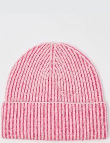 Różowa czapka beanie w drobne paski House fioletowa damska 082BV-40X