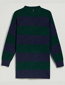 Sukienka dzianinowa w paski z okrągłym dekoltem House 958CD-ST1