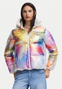 Kurtka puchowa Desigual wielokolorowa damska Zimowa