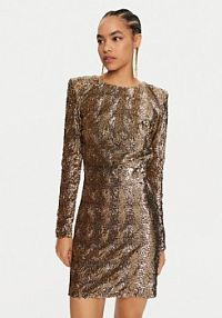 Sukienka wieczorowa Elisabetta Franchi złota Koktajlowa AR-57J-47E2-V900  Regular Fit
