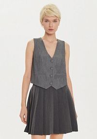 Kamizelka Desigual szara damska Bruselas 24WWEWBX  Slim Fit