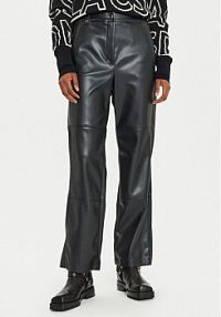 Spodnie skórzane Max Mara Leisure czarna Z imitacji skóry Struzzo 2426786098  Straight Fit