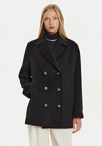 Płaszcz Calvin Klein czarny damski Wełniany