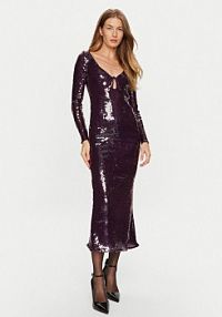 Sukienka koktajlowa Bardot fioletowa 58859DB  Regular Fit