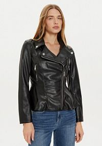 Kurtka przejściowa Guess czarna damska Z imitacji skóry