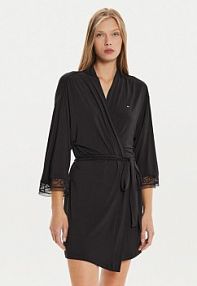 Szlafrok Tommy Hilfiger czarny damski 