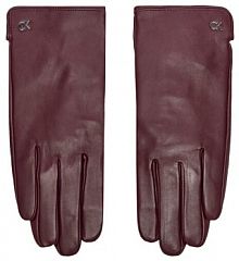 Rękawiczki skórzane Calvin Klein czerwone Damskie