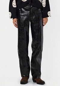 Spodnie skórzane Noisy May czarna Z imitacji skóry