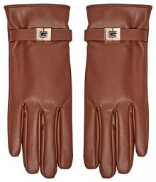 Rękawiczki Guess brązowe damskie Damskie