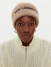Czapka zimowa KARL LAGERFELD beżowa damska 