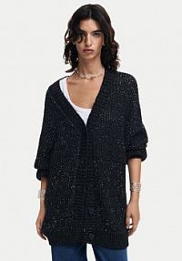 Kardigan Desigual czarny Fredericton 24WWJF22  Relaxed Fit