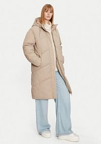 Kurtka puchowa Noisy May beżowa damska Płaszcz zimowy