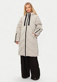 Kurtka puchowa Karen by Simonsen beżowa damska Płaszcz zimowy