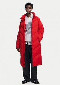 Kurtka puchowa Desigual czerwona damska Płaszcz zimowy