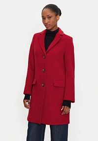 Płaszcz United Colors Of Benetton czerwony damski Wełniany