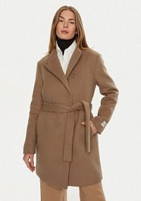 Płaszcz Calvin Klein beżowy damski Wełniany
