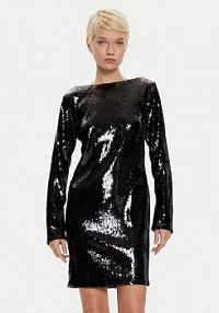 Sukienka koktajlowa BOSS czarna Emaxa 50526990  Relaxed Fit