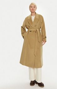 Płaszcz Tommy Hilfiger beżowy damski Wełniany