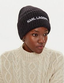Czapka zimowa KARL LAGERFELD czarna damska 
