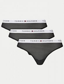 Stringi Tommy Hilfiger czarne Komplet 3 par stringów
