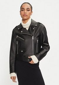 Kurtka skórzana Calvin Klein Jeans czarna damska Z imitacji skóry