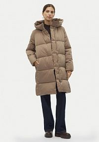 Kurtka puchowa Vero Moda beżowa damska Płaszcz zimowy