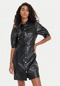 Sukienka skórzana Morgan czarna Z imitacji skóry