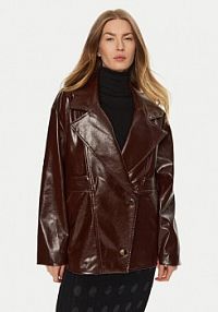 Kurtka skórzana ACCESS FASHION brązowa damska Z imitacji skóry